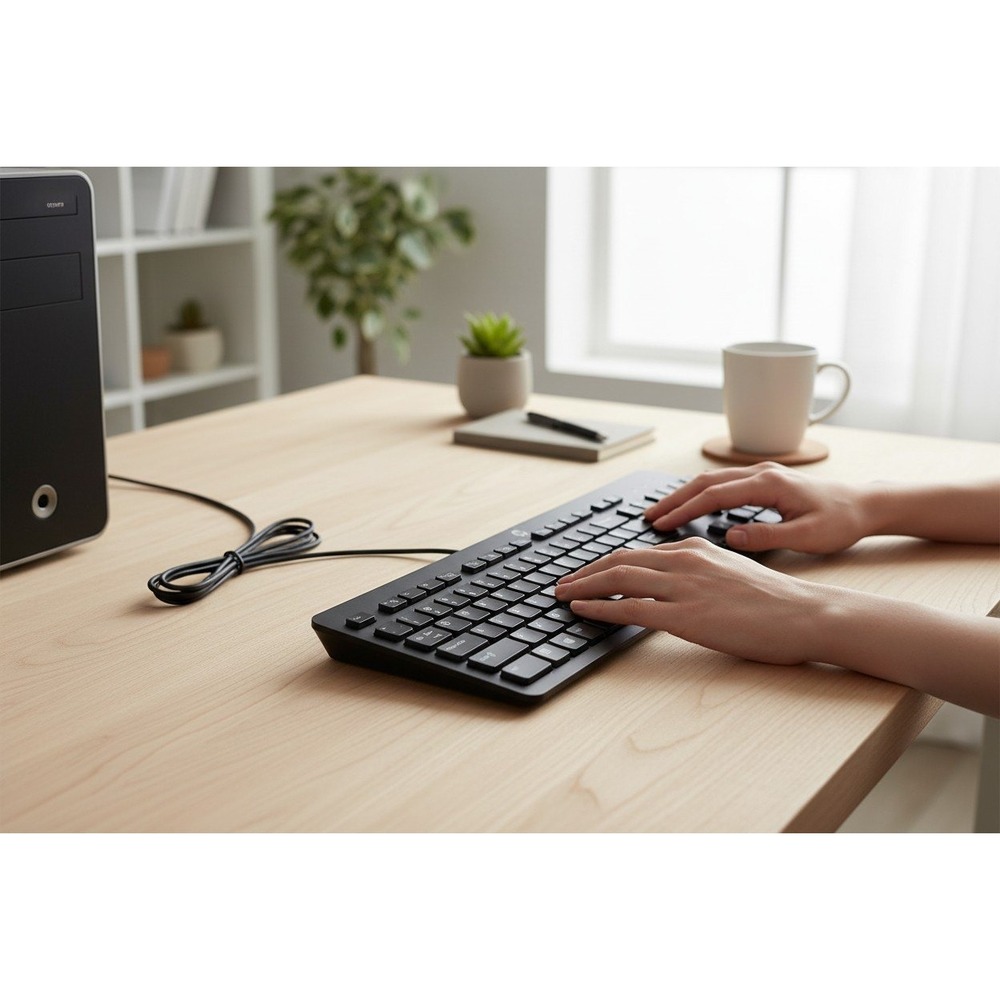 HP Keyboard Unisex OS Black Very Good SK-2120 Wired USB Full Size QWERTY